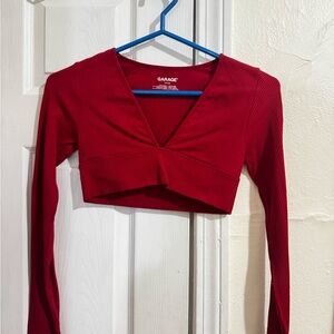 Garage Red Fitted Cut Out Crop Top